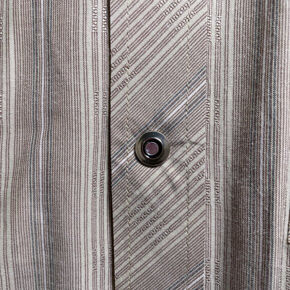 Men's Medium Maxini Tan & Brown Long Sleeve Button Down Shirt - Picture 4 of 7